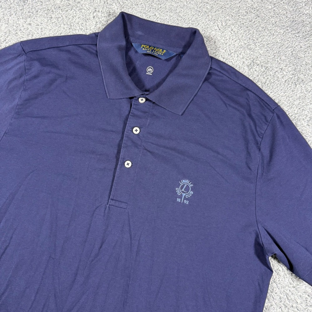 Polo Golf Ralph Lauren Shirt Mens Medium Blue Linville Golf Club Wicking Perform